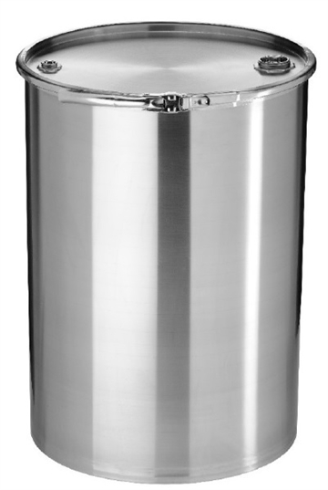 Stainless steel drum with lid -  105 litres volume