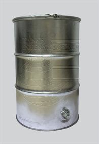 Fusto metallico con coperchio da 217 lt con scarico per liquidi zincato